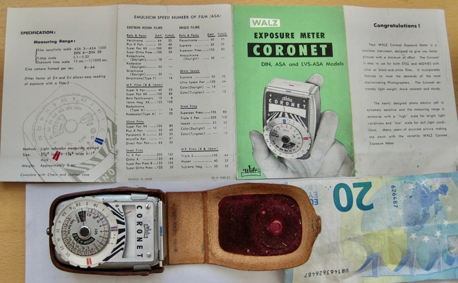 VANHA Valotusmittari Walz Coronet + Ohjekirja