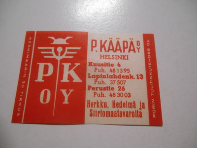 TT Etiketti P.Kääpä OY Helsinki