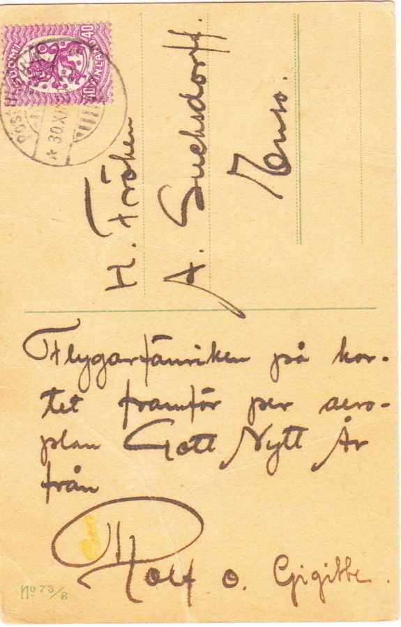 Hieno postikortti vuodelta1920, postimerkki 0,40p lila