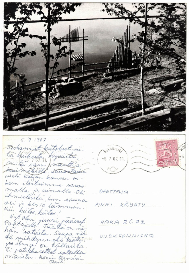 Vanha kortti, rantamaisema, vuodelta 1967