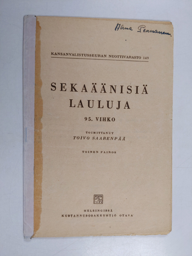 Toivo Saarenpää : Sekaäänisiä lauluja 95. vihko