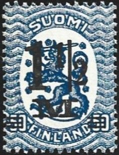 1919 M-17 Saarinen lisäp 1½mk/50 p sininen ** LaPe 97 a A
