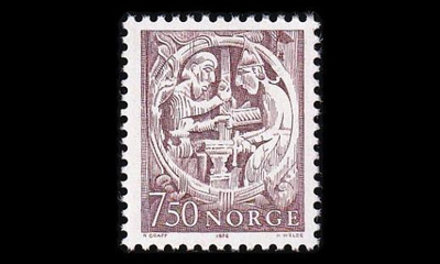Norja 718 ** Puuleikkaus (1976)
