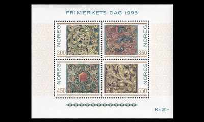 Norja 1135-8BL20 ** Postimerkin päivä, puunveisto (1993)