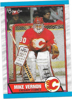 1989-90 OPC #163 Mike Vernon Calgary Flames MV
