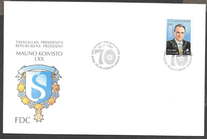 Mauno Koivisto 70v 1993 FDC  (LAPE 1230)