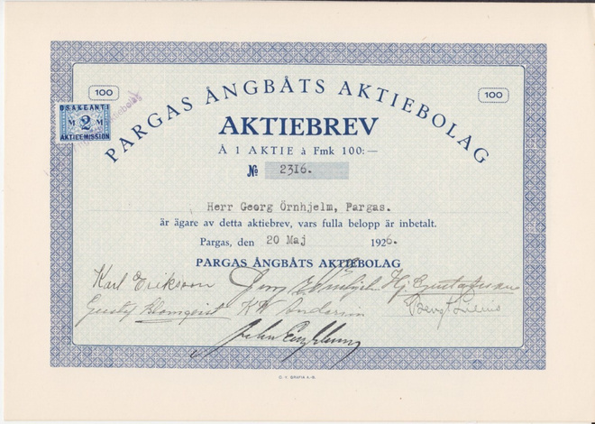 OKK 1926 Laivayhtiö Pargas Ångbåts Ab, Parainen