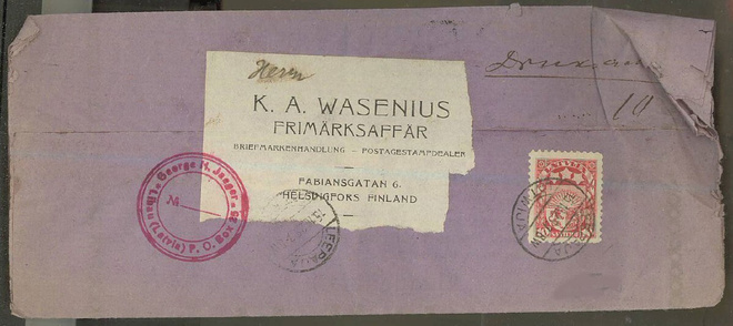 Latvia Mi 93 lehtikääre Suomeen
