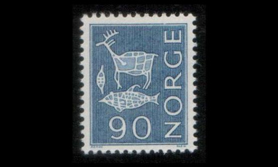 Norja 493x ** Kalliomaalaus 90 öre X-paperi (1963)