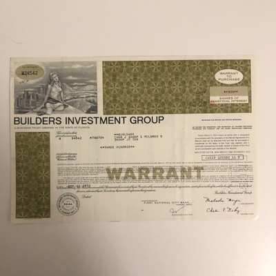 Builders Investment Group osakekirja