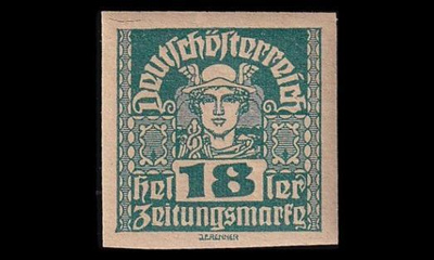 Itävalta 302y ** Sanomalehtimerkki 18 H harm.pap (1920)
