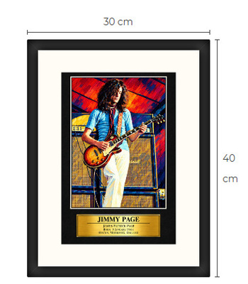 Uusi Jimmy Page art print kehystetty 30 cm x 40 cm