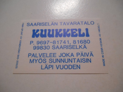 TT Etiketti Kuukkeli Saariselkä
