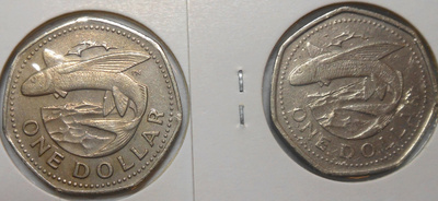 Barbados. 1 dollar 1973, 1994.