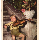 Vanha kortti, ARTKO, poika ja viulu, vuodelta 1955 - pikkukuva 1