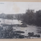 Oulu, jokinäkymä, taustalla kirkko, kaupunkia, p. 1909 - pikkukuva 1