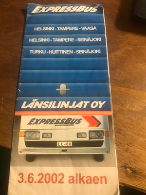 Expressbus-aikataulu vuodelta 2002