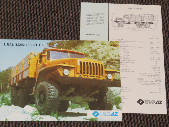 1980 URAL 43202 6x6 kuorma-auto esite - KUIN UUSI - truck