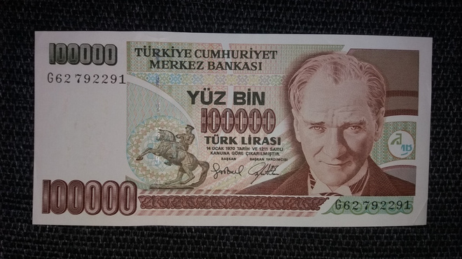 TURKEY 100 000 LIRASI 1970 UNC (K15-S79)