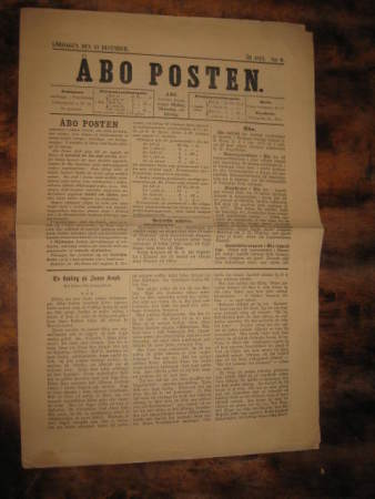 Sanomalehti : Åbo Posten 13.12.1873