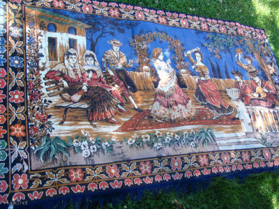 Gobeliini/tanssia-musiikkia /208 cm x 118 cm +hapsut ,Upea