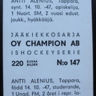 Antti Alenius Tappara Champion 1966 - pikkukuva 2