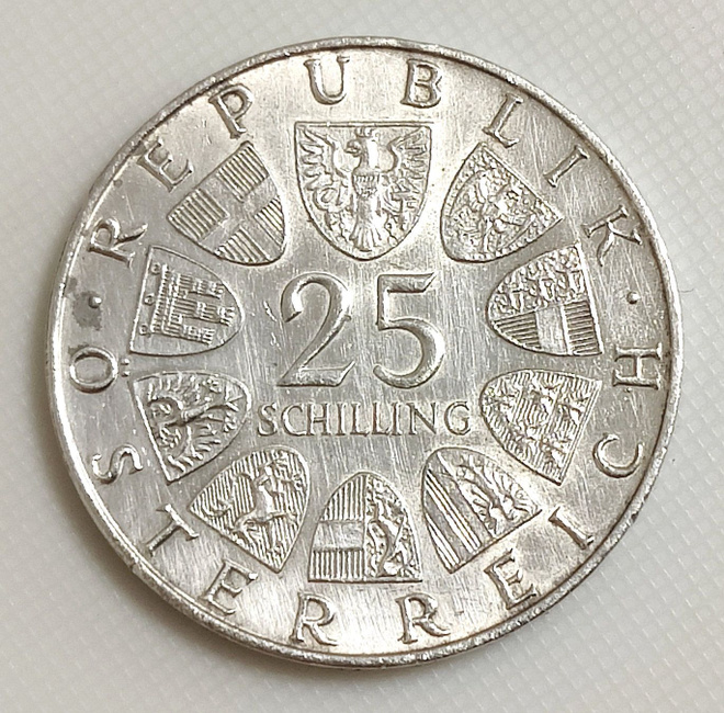 Itävalta 25 Schilling 1970, Franz Lehar, hopeakolikko