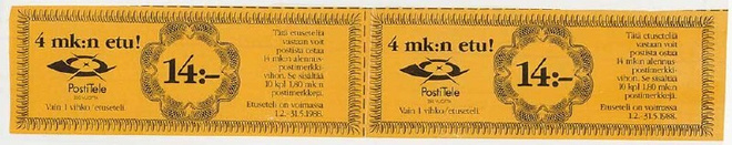1988 alennusmerkkivihon etusetelipari