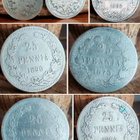 25 PENNIÄ (5kpl) v.1873,1889,1890,1894,1902 hopeaa - pikkukuva 1