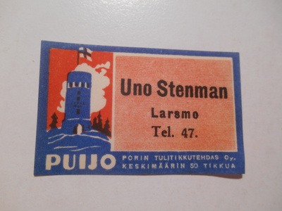 TT Etiketti Puijo Uno Stenman Larsmo