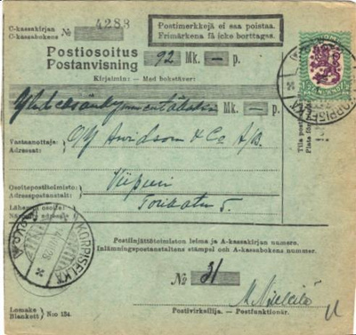 POSTIOSOITUS KORPISELKÄ-VIIPURI+FIRMALEIMA