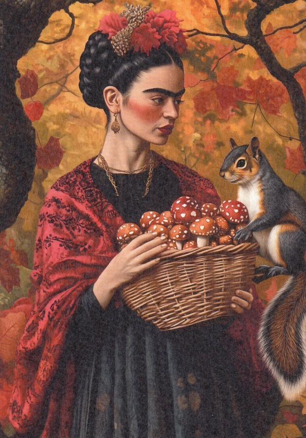 Frida Kahlo ja korillinen kärpässieniä