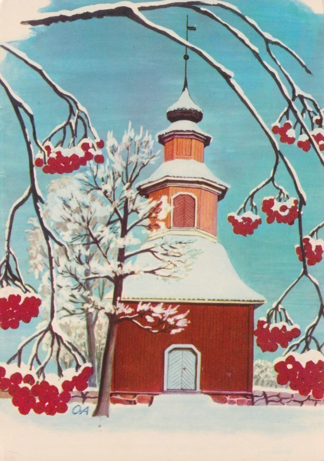 Salo: Kiikalan kirkon kellotapuli - piirroskortti