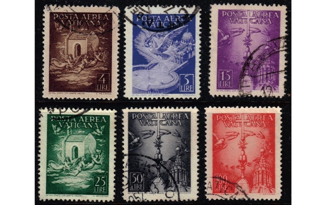 Vatikaani 1947 lentoposti 6 kpl o