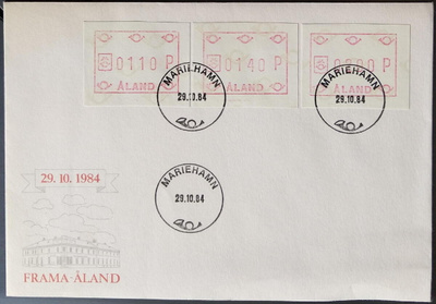 Ahvenanmaa-Åland, ensimmäiset framat FDC-kuorella 1984