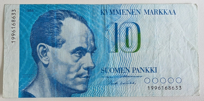 10 Markkaa 1986 Korvaava 1996168633