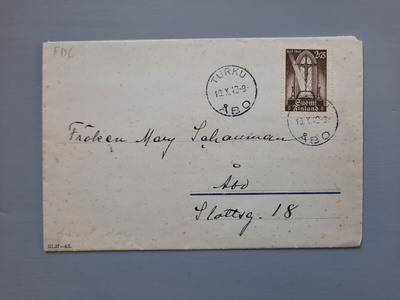 FDC Suomi -42 Kirjapaino 2,75mk yksin kirjeellä