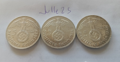 1x 5 Reichsmark 1937-38 hopeaa