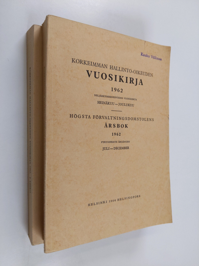 Korkeimman hallinto-oikeuden vuosikirja 1962 : 1-2