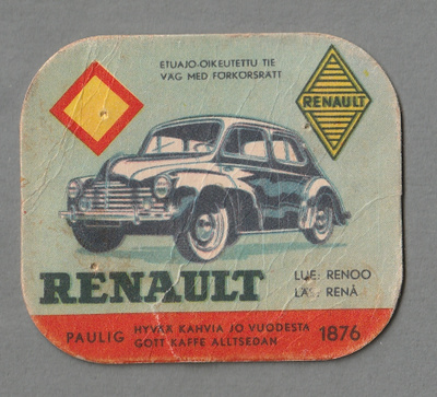 Renault Paulig kahvilappu kahvikuva