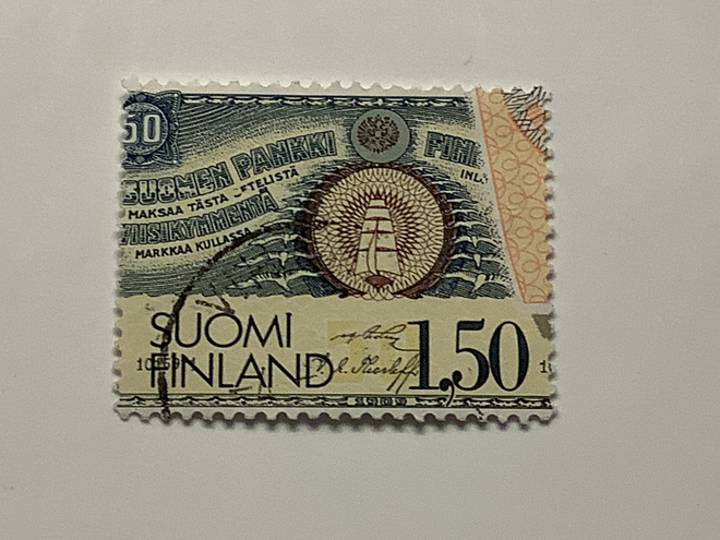 959 / 1985 100 vuotta setelipainatusta 2/8 o leimattu