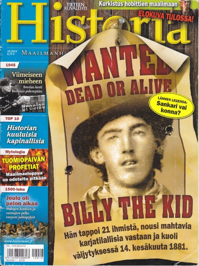 Tieteen Kuvalehti HISTORIA 18/2012 Billy the Kid