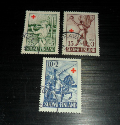 LaPe 447-448-449 1955 PUNAINEN RISTI LEMATTUNA