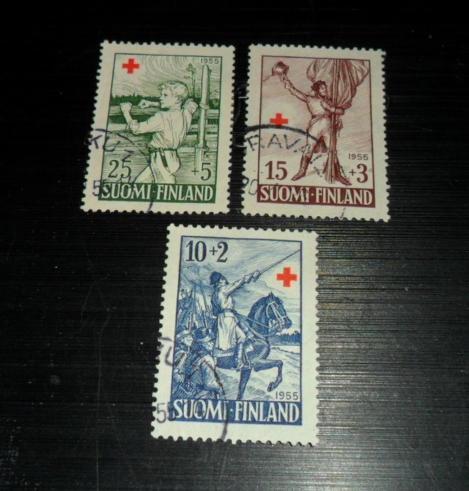 LaPe 447-448-449 1955 PUNAINEN RISTI LEMATTUNA