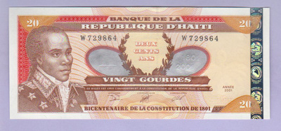 Haiti 20 Gourdes v.2001 UNC P-271A