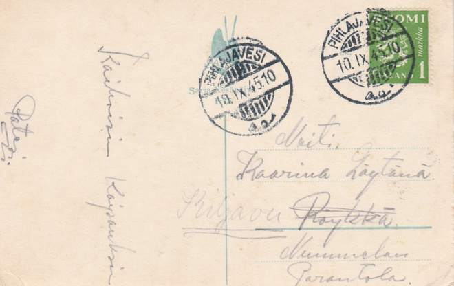 1945 Postileima, PIHLAJAVESI, UPEA KORTTI