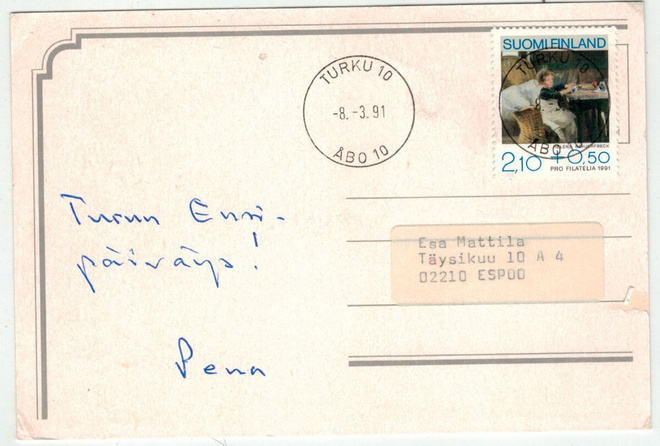 1991 pro filatelia toipilas postikortti