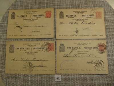 Ehiökortteja 4 kpl. 1890-1896