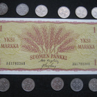 11 kpl 1 markka 1952-1962 koko sarja ja 1 mk seteli 1963 - pikkukuva 1