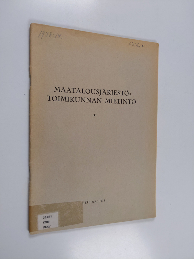 Maatalousjärjestötoimikunnan mietintö